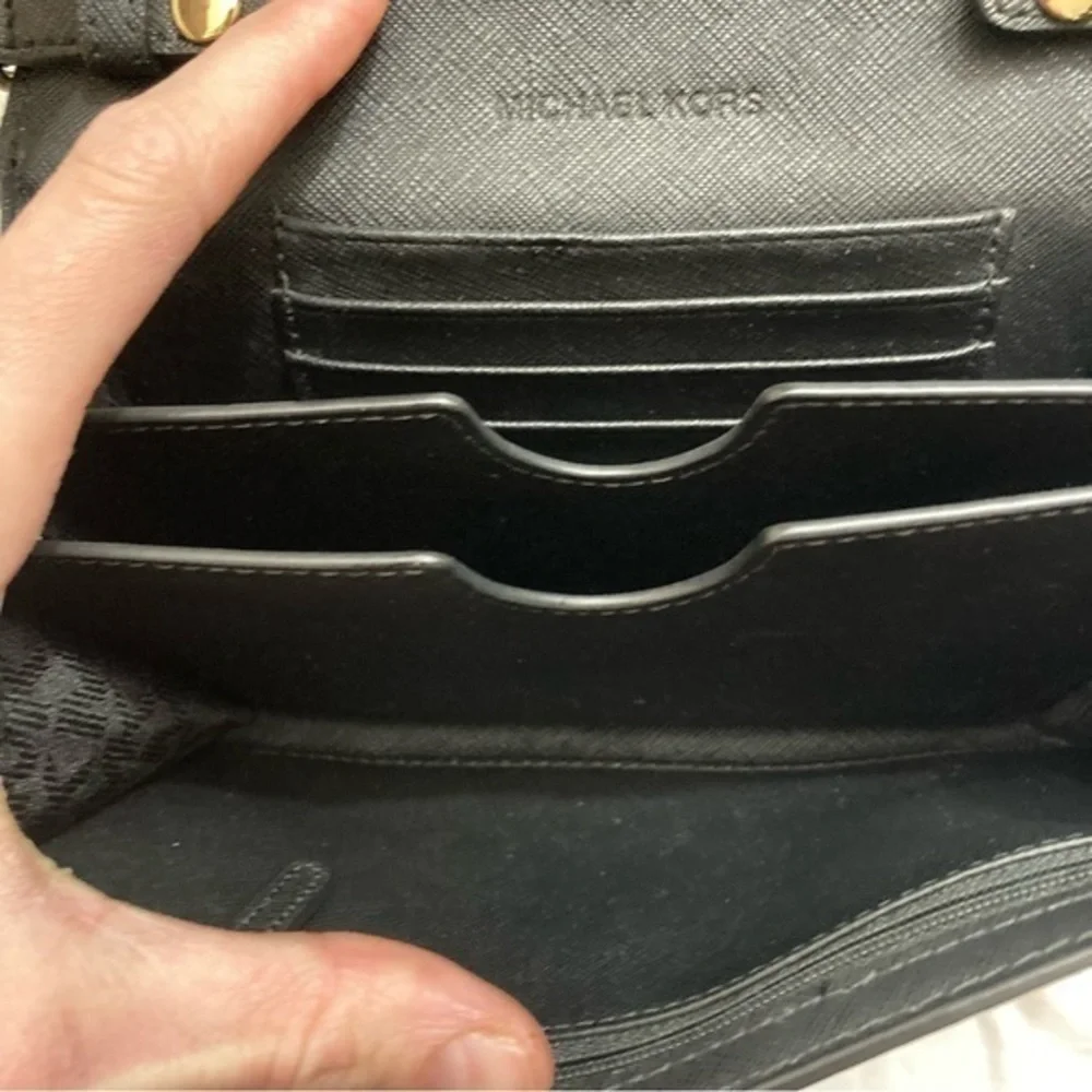 Michael Kors black saffiano leather crossbody convertible clutch bag